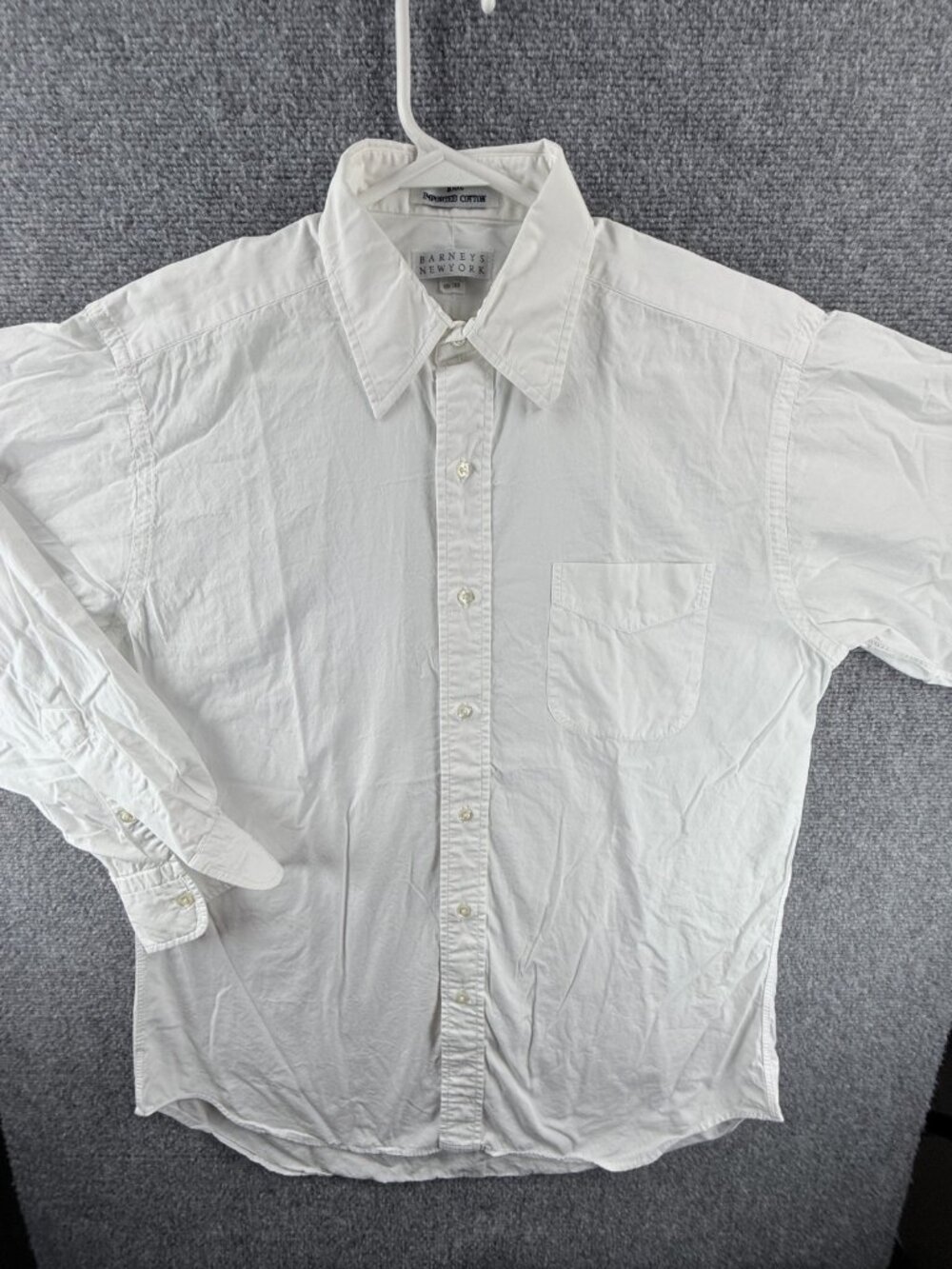 Barneys New York White Long Sleeve Point Collar Cotton Button Up Shirt 15 33 USA